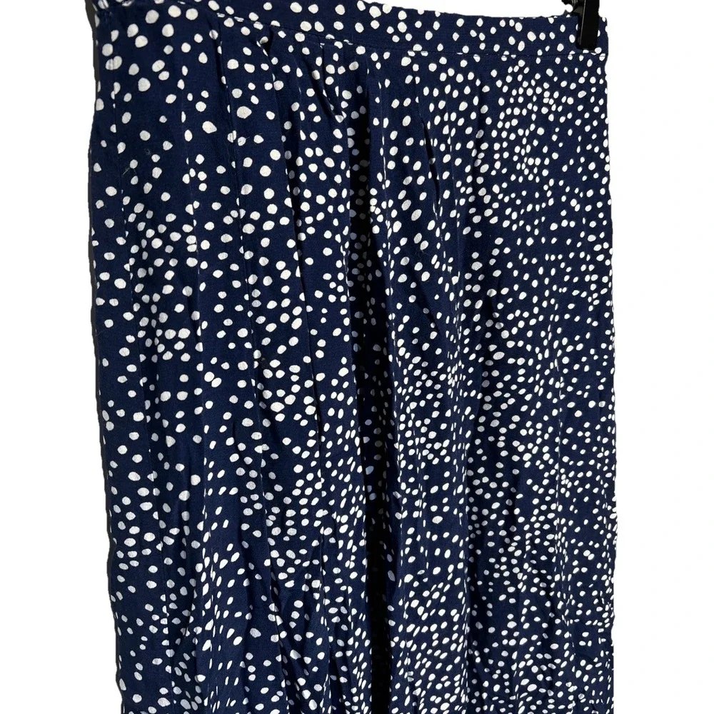 GAP Dipped Hem Midi Skirt Blue‎ White Polka Dot Women's Size 6 EUC